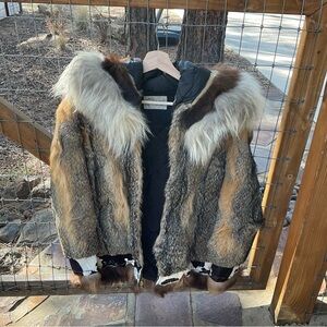 Vintage Fur and seal Multi-Tone Jacket with Plush Collar